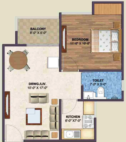 1 BHK Flat in Sankalp Suparshwa Garden City in Ajmer Road, Jaipur - Image 823481