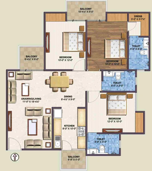 3 BHK Flat in Sankalp Suparshwa Garden City in Ajmer Road, Jaipur - Image 823484