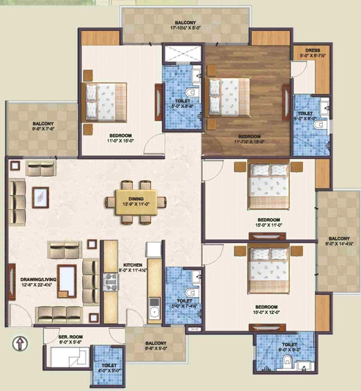 4 BHK Flat in Sankalp Suparshwa Garden City in Ajmer Road, Jaipur - Image 823487