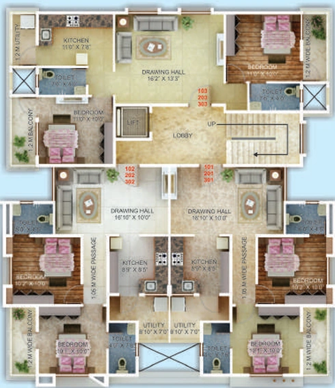 Floor Plan of Jarry Anupama Pearl Regency in Friends Colony, Nagpur - Image 116329