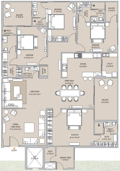 4 BHK Flat in JS Shree Ventura in Mansarovar, Jaipur - Image 823498