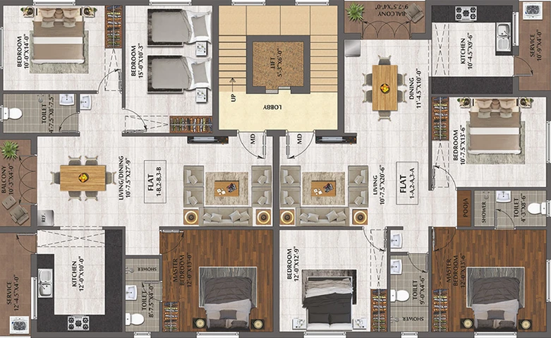 Floor Plan of Poomalai TMS Residency in Mylapore, Chennai - Image 191860