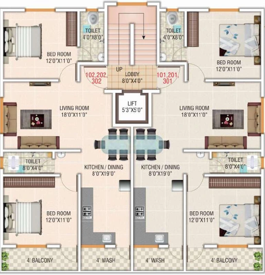 Floor Plan of Maa Vaishnavi Sai Enclave in Manewada, Nagpur - Image 116344