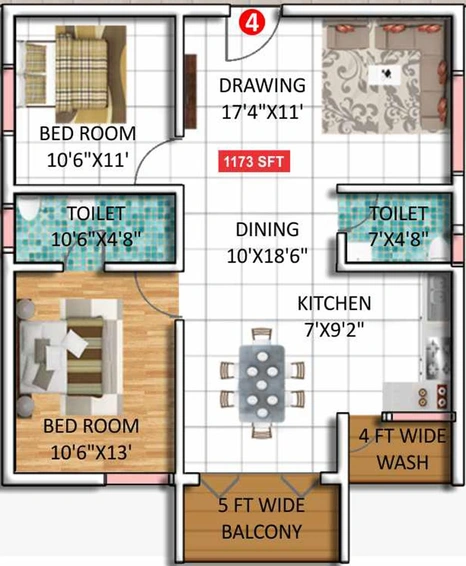 2 BHK Flat in Chethana Heritage in Mahadevapura, Bangalore - Image 823616