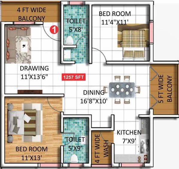 2 BHK Flat in Chethana Heritage in Mahadevapura, Bangalore - Image 823617