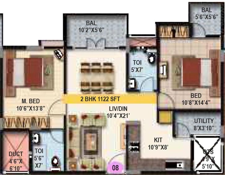 2 BHK Flat in Maithri Shilpitha Splendour Annex in Marathahalli, Bangalore - Image 823656