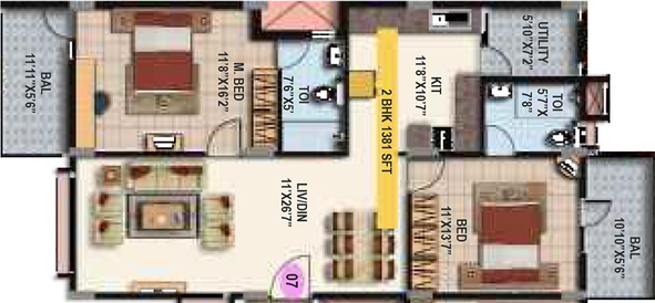 2 BHK Flat in Maithri Shilpitha Splendour Annex in Marathahalli, Bangalore - Image 823658
