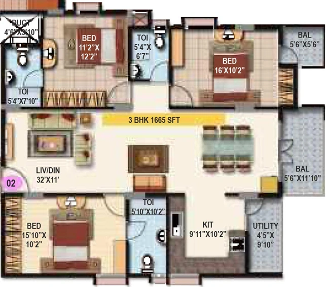 3 BHK Flat in Maithri Shilpitha Splendour Annex in Marathahalli, Bangalore - Image 823660