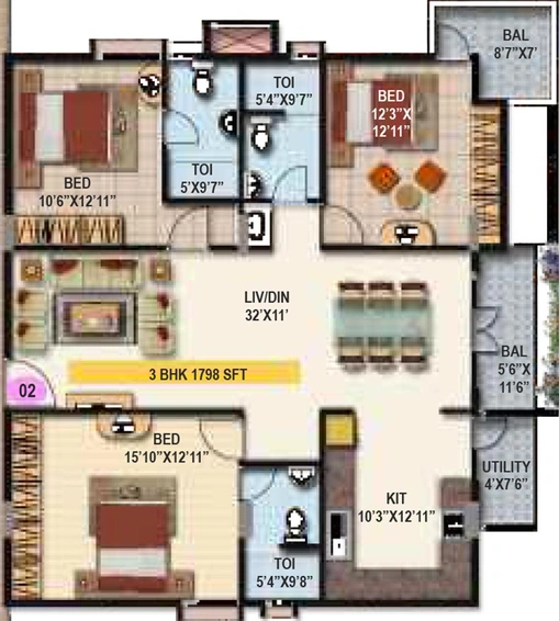3 BHK Flat in Maithri Shilpitha Splendour Annex in Marathahalli, Bangalore - Image 823661