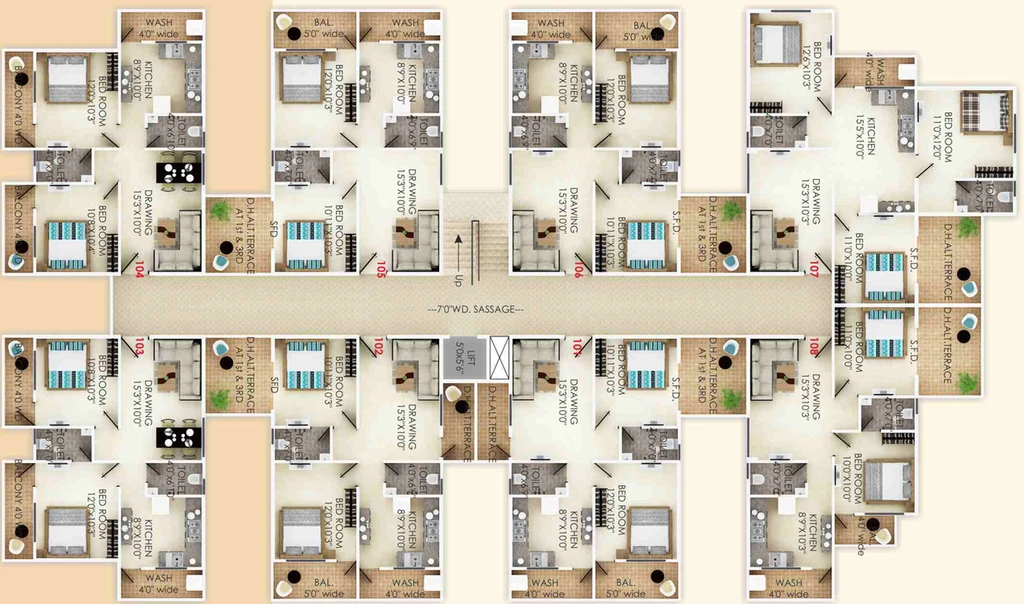 Floor Plan of Saket Indu Residency in Borgaon, Nagpur - Image 116362