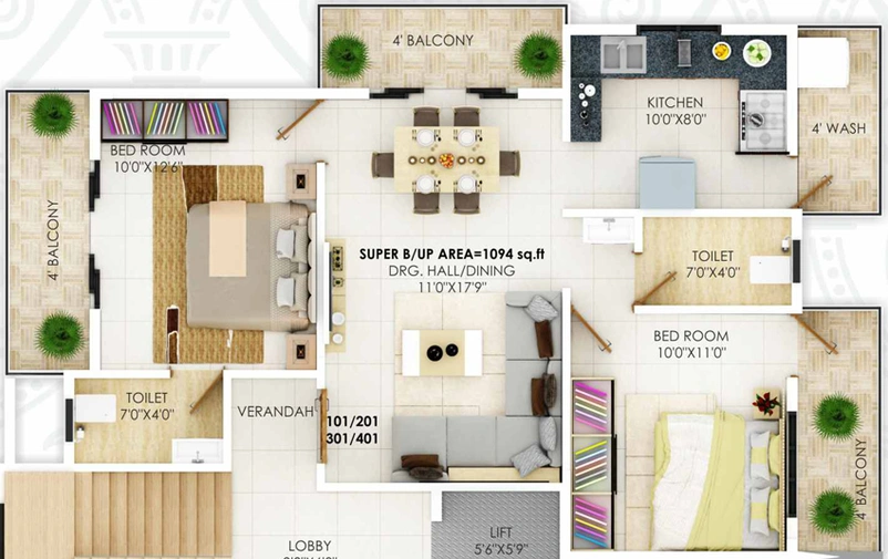 2 BHK Flat in Shree Sudhakar Residency in Wanadongri, Nagpur - Image 765865
