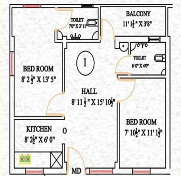 2 BHK Flat in Access Sai Empire in Guduvancheri, Chennai - Image 823842