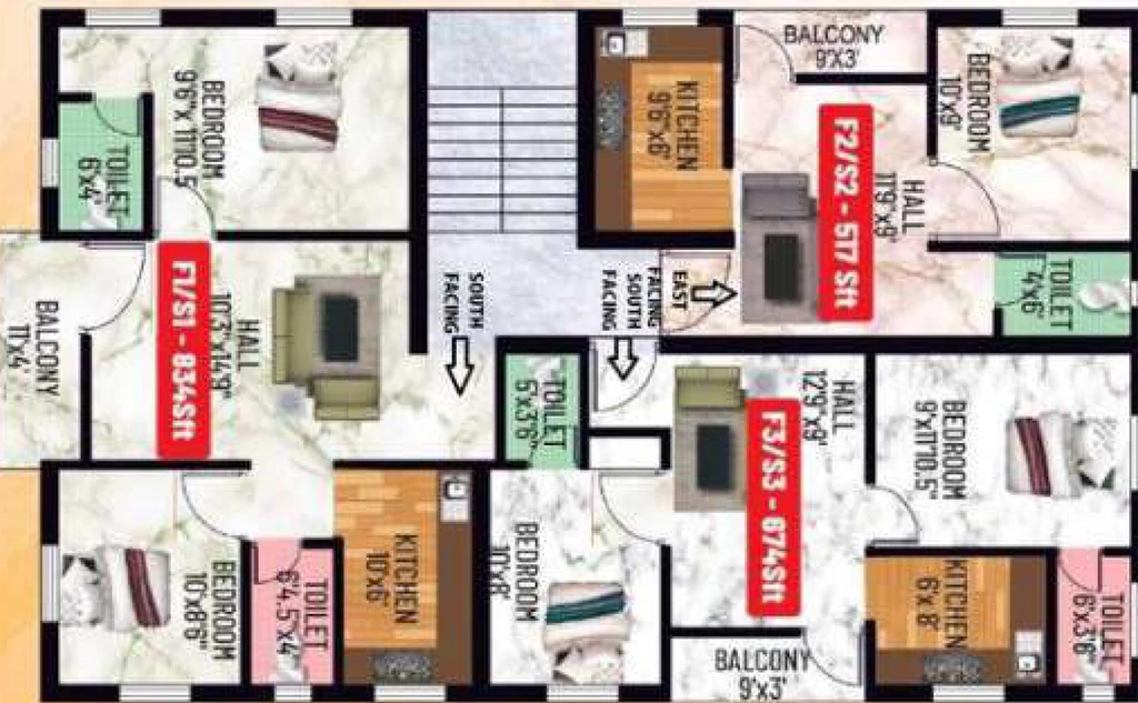 Floor Plan of Crest Frida in Kundrathur, Chennai - Image 193170