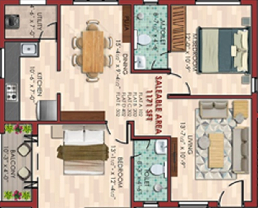 2 BHK Flat in KCee Aaradhyam in Virugambakkam, Chennai - Image 824186