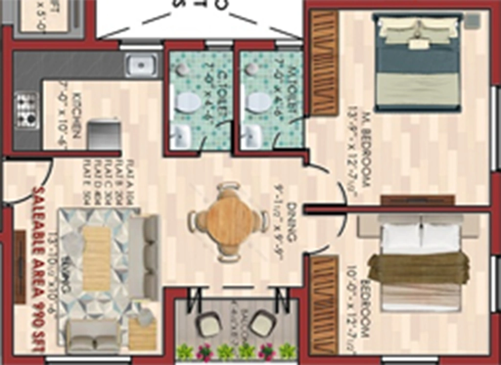 2 BHK Flat in KCee Aaradhyam in Virugambakkam, Chennai - Image 824185
