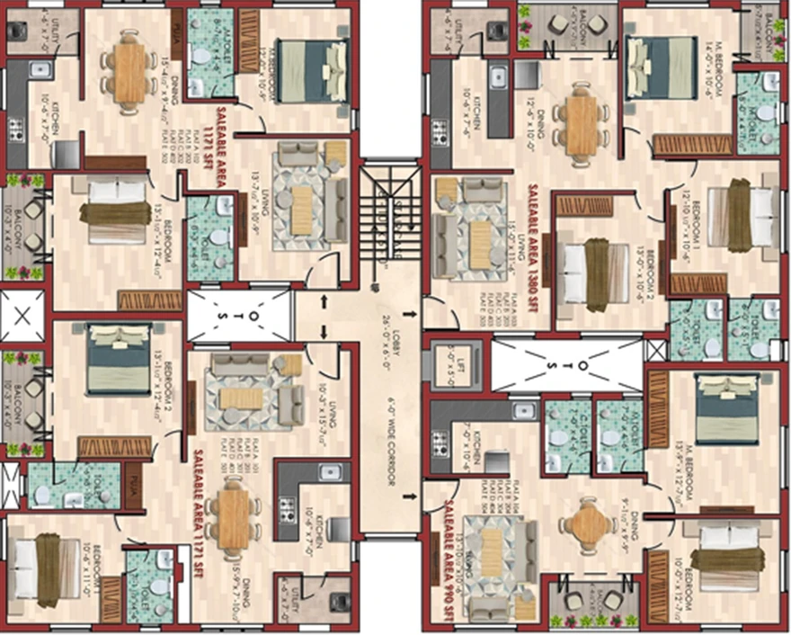 Floor Plan of KCee Aaradhyam in Virugambakkam, Chennai - Image 194162