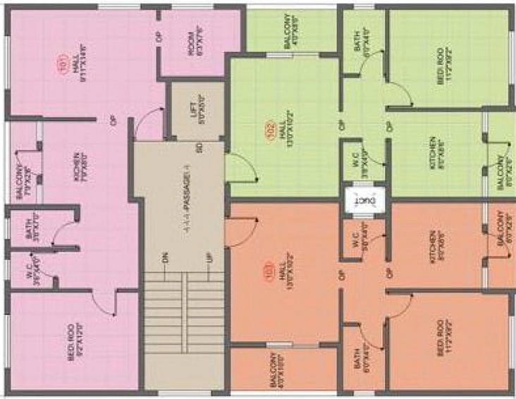 Floor Plan of Arham Sai Residency in Mundhwa, Pune - Image 115665