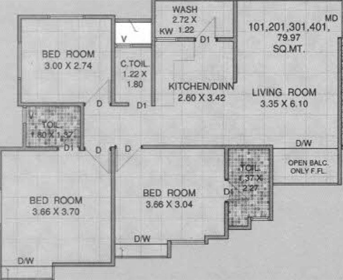 3 BHK Flat in Virat Sai Sahaj Residency in Atladara, Vadodara - Image 824019