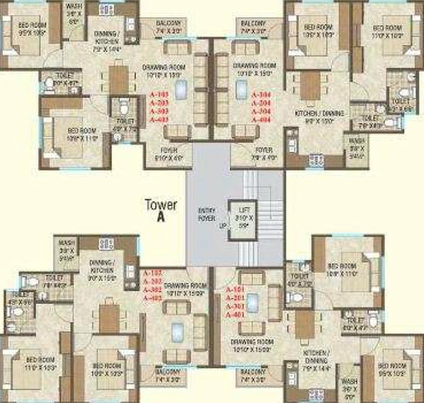 Floor Plan of NYJ Samipya Enclave in Gotri, Vadodara - Image 193586