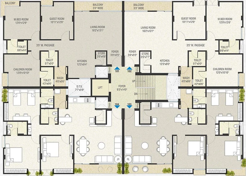 Floor Plan of Parshva Nirman Samyag Apartments in Bhayli Road, Vadodara - Image 193609