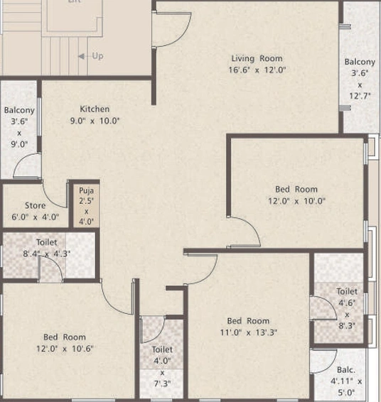 3 BHK Flat in Aarv Saffron Bliss in Chhani, Vadodara - Image 824060