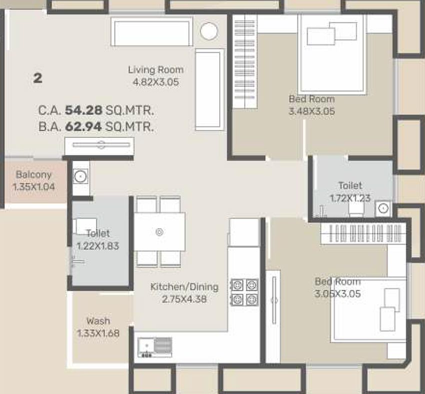 2 BHK Flat in Dhruvit Sharnam Arcade in Harni, Vadodara - Image 824100