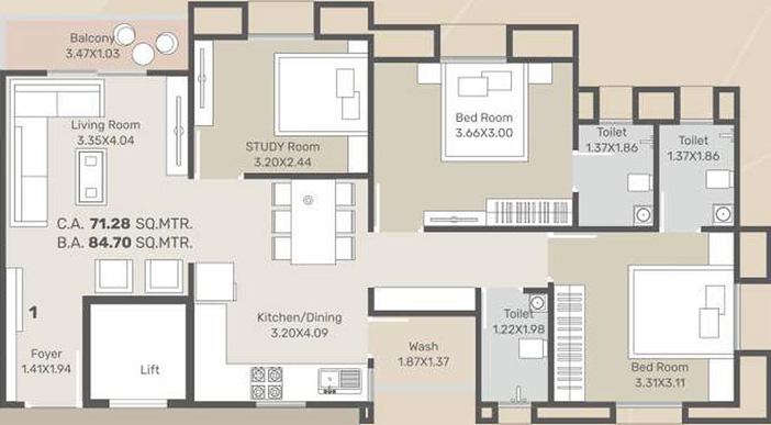 3 BHK Flat in Dhruvit Sharnam Arcade in Harni, Vadodara - Image 824102