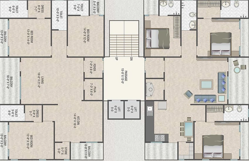 Floor Plan of Miracle Seven Sky in Harni, Vadodara - Image 193885