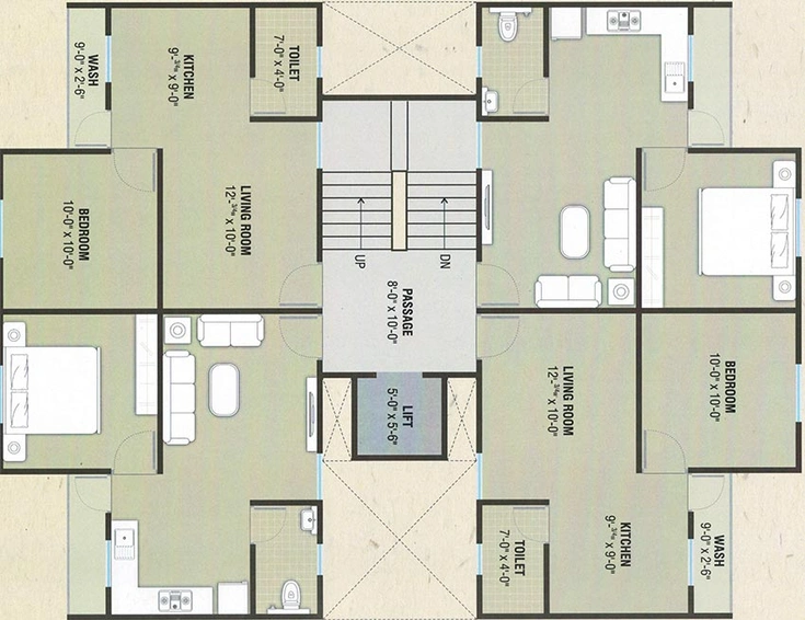 Floor Plan of Jay Sai Guru Flats in Navapura, Vadodara - Image 193982