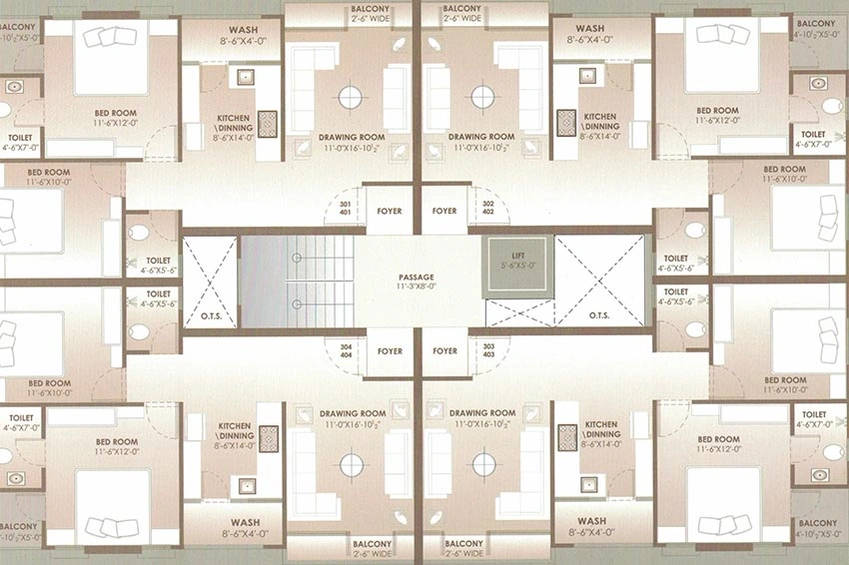 Floor Plan of Shilalekh Apartments in Shahibaug, Ahmedabad - Image 194054
