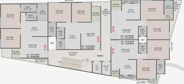 Floor Plan of Kuber Shikhar Platinum in Subhanpura, Vadodara - Image 194108