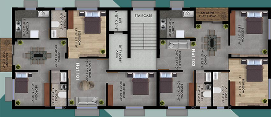 Floor Plan of Crest Divine Nest in Tankapani Road, Bhubaneswar - Image 194258