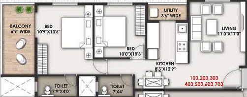 2 BHK Flat in Daksh Bliss in Indira Nagar, Nashik - Image 824240