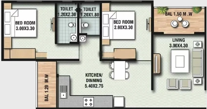 2 BHK Flat in Divine Jeevan Baug in Gangapur Road, Nashik - Image 824260