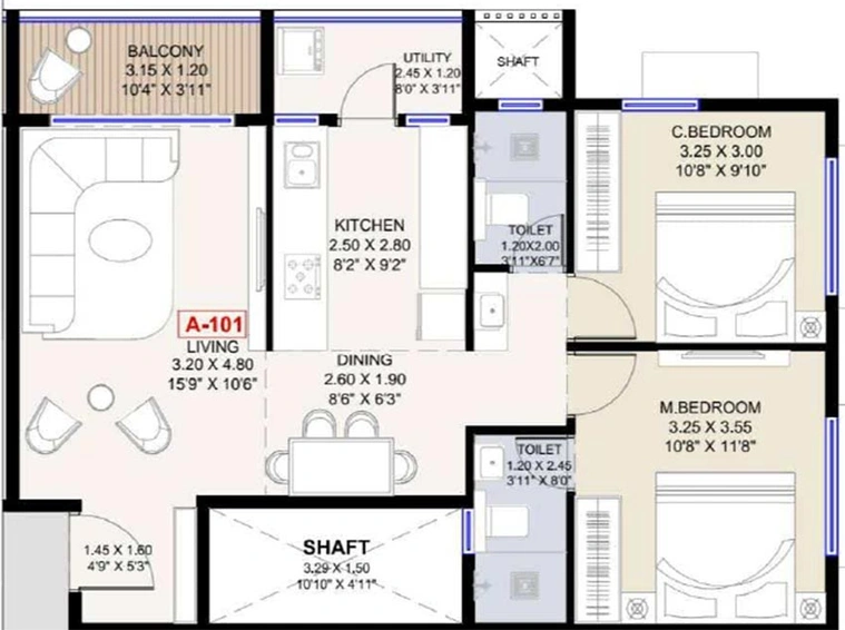 2 BHK Flat in Pushprit Alpine in Panchavati, Nashik - Image 824278