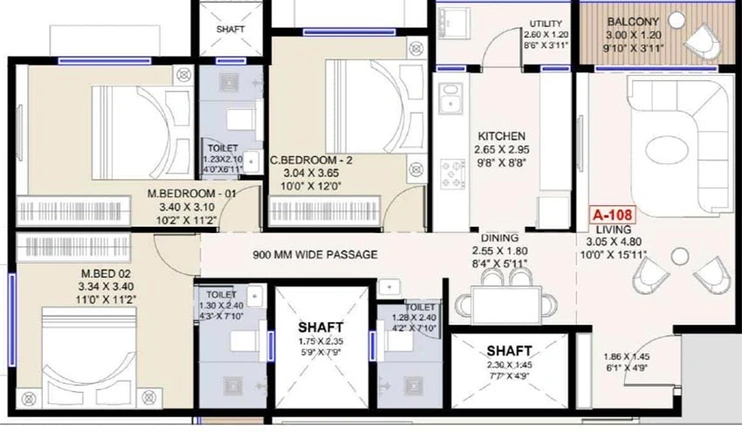 3 BHK Flat in Pushprit Alpine in Panchavati, Nashik - Image 824280