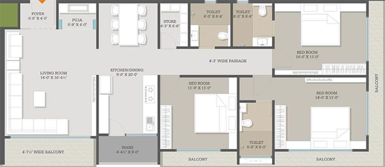 3 BHK Flat in Shree Sai Darshan Heights in Warashiya, Vadodara - Image 824293