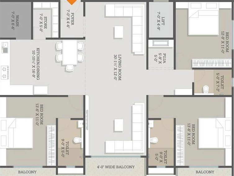 3 BHK Flat in Shree Sai Darshan Heights in Warashiya, Vadodara - Image 824294