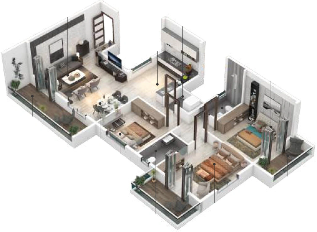 3 BHK Flat in Shree Atharv Park Phase 2 in Makhmalabad, Nashik - Image 824300