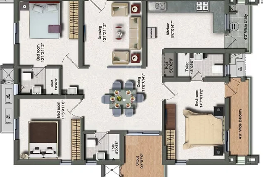 3 BHK Flat in Vertex Panache in Kokapet, Hyderabad - Image 755220