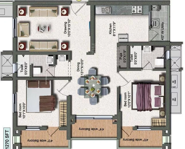 2 BHK Flat in Vertex Panache in Kokapet, Hyderabad - Image 755218