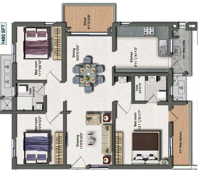 3 BHK Flat in Vertex Panache in Kokapet, Hyderabad - Image 755219