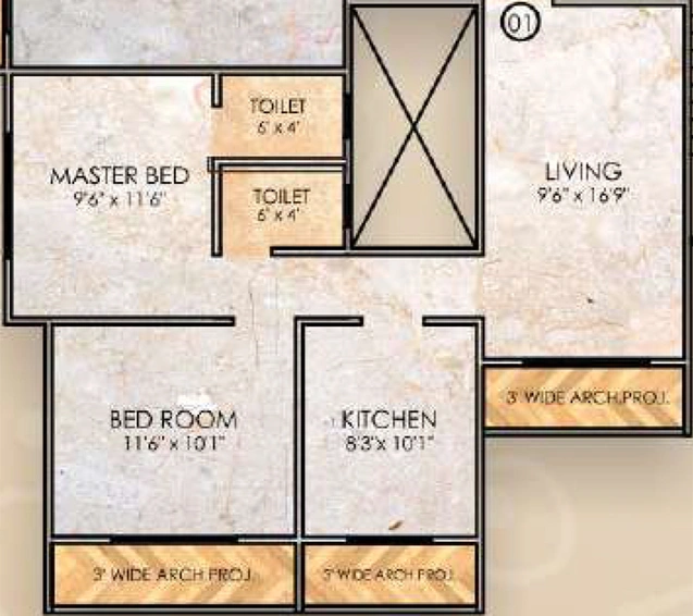 2 BHK Flat in Patel Sapphire in Ambernath East, Thane - Image 824409