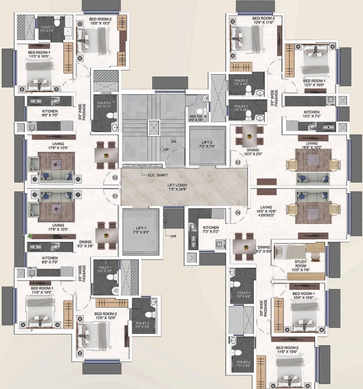 Floor Plan of Pentagon Mantri Our Home in Andheri West, Mumbai - Image 194969