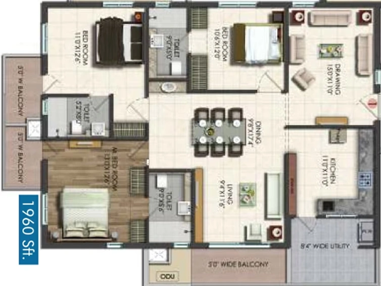 3 BHK Flat in Vishnu Vistara in Hitech City, Hyderabad - Image 757300