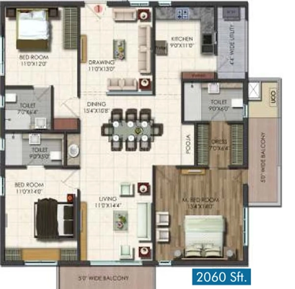 3 BHK Flat in Vishnu Vistara in Hitech City, Hyderabad - Image 757301