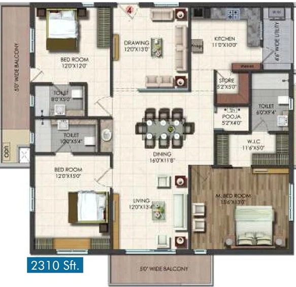 3 BHK Flat in Vishnu Vistara in Hitech City, Hyderabad - Image 757303