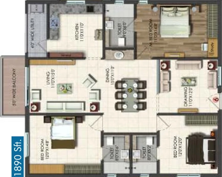 3 BHK Flat in Vishnu Vistara in Hitech City, Hyderabad - Image 757299