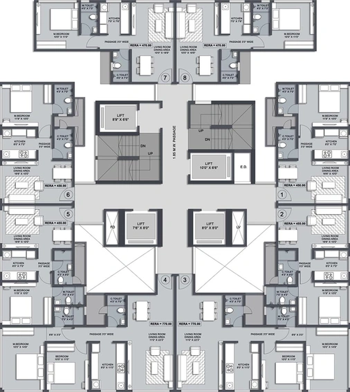 Floor Plan of Jaydeep La Residency in Kolshet Road, Thane - Image 195001