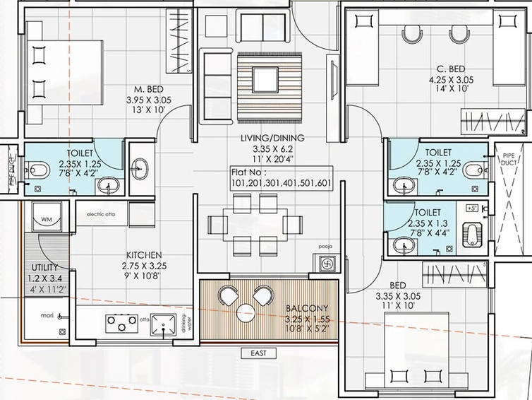 3 BHK Flat in Atharva Vishwaraj Heights in Indira Nagar, Nashik - Image 824456